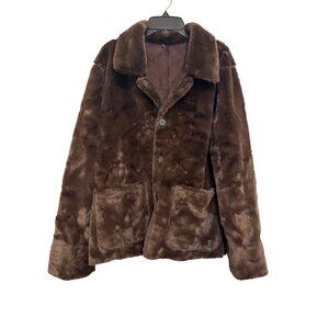 Brandon Thomas Faux Fur Brown Womens Jacket Size M Stylish Winter Coat